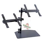 Double DJ Laptop Stand by FAT TOAD | 2 Tier PC Table Holder | Portable Computer Clamp Equipment Rack with Support Mounts for Music Studio Mixers, Controllers, Monitors, & Disc Jockey Booth Gear