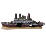 Aquarium Ship Wreck Decorations Resin Titanic Lost Wrecked Boat Ship Sunken Ship Decorations Aquarium Landscaping Decoration Fish Tank Ornament, 10.62 * 1.23 * 1.08inch