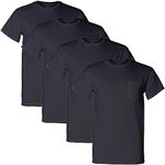 Fruit of the Loom Men's Pocket Crew Neck T-Shirt (Pack of 4), Black, X-Large