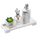 Luxspire Vanity Tray, Bathroom Tray Toilet Tank Storage Tray, Resin Kitchen Sink Trays, Vanity Countertop Organizer for Candles Soap Towel Perfume Holder Jewelry Dish, Marble Style -S- White Marble