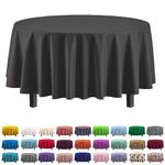 12-Pack Premium Plastic Tablecloth 84in. Round Table Cover - Black