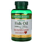 Nature's Bounty Fish Oil 2400 Mg Double Strength Odorless Softgels, Omega 3, 90-Count