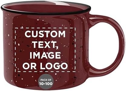 DISCOUNT PROMOS Custom Ceramic Campfire Coffee Mugs 13 oz. Set of 100, Personalized Bulk Pack - Perfect for Tea, Espresso, Cappuccino, Hot Cocoa - Maroon