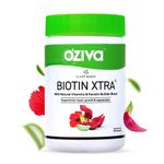 OZiva Plant Based Biotin Xtra | Biotin for hair growth & Regeneration | Biotin 7000 mcg+ with Keratin Builder, Sesbania Agati & Aloe Vera (Pack of 1, (60 Capsules))