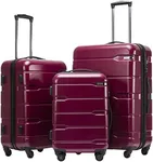 Coolife Luggage Expandable 3 Piece Sets PC+ABS Spinner Suitcase 20 inch 24 inch 28 inch (Radiant Pink., 3 piece set)