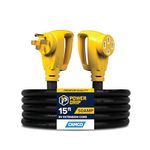 Camco Heavy-Duty RV Extension Cord with PowerGrip Handles and Convenient Carrying Strap | 15-foot | 50 - Amp | 6/3 + 8/1-Gauge Wires | (55194)