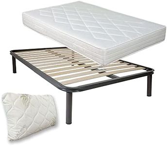 Comprarredo Kit rete e materasso una piazza e mezza 120x190 NORVEGIA più cuscino in regalo, rete una piazza e mezza doghe flessibili 120x190 ortopedica con materasso in schiuma alto 19cm, Bianco