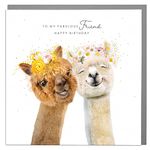 Lola Design - Birthday Cards for Women - Alpacas, Fabulous Friend Happy Birthday Card - Blank Card with Grey Envelope - Designed and Printed in the UK - 150mm x 150mm