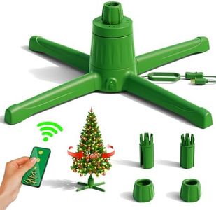 HOPOCO 360 Degree Rotating Christmas Tree Stand for 6ft 7.5ft 9ft Artificial Tree, 4 Built-in Electric Outlets Xmas Tree Stand with Remote Control, Revolving Tree Base for Up to 9 Feet Tree