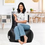 Amazon Brand - Solimo Premium Faux Leather Bean Bag Chair Filled with Beans | Capacity: Upto 6 Ft 3 in Height, 120 KG Weight | Black
