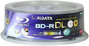 Ridata Blu Ray Disc 50gb 6x White Inkjet Printable Bd-r Dl 25 Pack