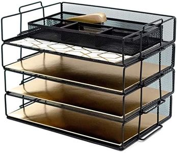Blu Monaco Desk Organizers and Accessories Stackable Paper Tray - 4 Tier Stackable Letter Trays - Black Metal Mesh File Holder Organizer