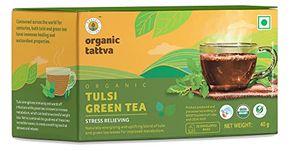 Organic Tattva, Organic Tulsi Green Tea 20 Tea Bags | For Immunity Boosting & Sore Throat Prevention | Contains Vitamin C and Antioxidants | Caffeine Free