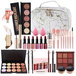 FantasyDay All-in-one Makeup Set Holiday Gift Surprise | Full Makeup Kit for Women Multipurpose Essential Starter Bundle Include Eyeshadow Palette Lipstick Blush Concealer Face Powder Eyeliner Mascara