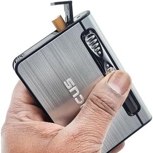 Focus Long Cloud Automatic Cigarette Case Holder Box with Inbuilt Jet Flame Lighter I Suitable for 10 pcs King Size Cigarettes (Mix Colors)
