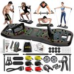 LALAHIGH Portable Home Gym System: Large Compact Push Up Board, Pilates Bar & 20 Fitness Accessories with Resistance Bands Ab Roller Wheel - Full Body Workout for Men and Women, Gift for Boyfriend