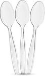 PLASTICPRO Clear Plastic Tea Spoons Disposable Cutlery Medium Weight Utensils 100 Count