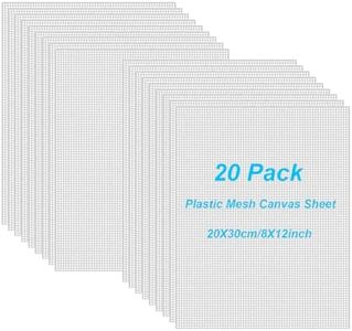 20 Pieces 7 Count Plastic Mesh Canvas Sheets, 8 x 12 Inch Plastic Canvas Plastic Mesh Sheet, Eye Mesh for Embroidery, Acrylic Yarn Crafting, Knit Crochet Projects and Make Dividers