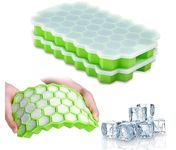 TIJAR® Ice Cube Tray with Lid, Soft Silicone Ice Moulds, Diamond Shape Ice Cube for Drinks and Desserts, Easy Removal (Green, 1 Pack)