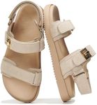 Project Cloud Leather Womens Sandals Comfortable & Adjustable Walking Sandals Women Footwear - Strappy Sandals for Women - Flexible Women's Sandals For Women 2024 (Mona, Nude, 10)