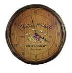 Personalized Large Decorative Wall Clock Chateau Wine Barrel End (21 inch) with High Torque Motor - Vintage Wine Bar Decor for Kitchen, Office, Home Bar, Pub (QB_B360)