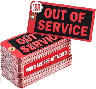 Out of Service Tags with Pre-Attached Wire Hangers, Set of 100 Equipment Repair and Inspection Tags, 13 pt Red Cardstock Hang Tag with Reinforced Eyelets, 6.22"x3.15"