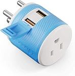 Orei U2U-10 India, Nepal, Maldives Travel Plug Adapter - Dual USB - Surge Protection - Type D, 47*47*67mm