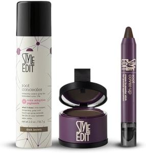 Style Edit Root Touch Up Powder, Concealer Spray and Cover Up Stick for Grays and Hair Roots, Dark Brown Color