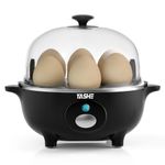 YASHE Rapid Egg Boiler, 360W Egg Cooker Multi-Functional, 7-Eggs Easy to Peel, Soft, Medium, Hard Boiled, Poacher, Omelet Maker, Steamer, Auto Shut Off, Buzzer, Indicator light, Compact Design