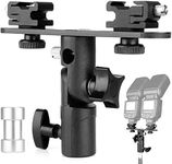 ChromLives Dual Flash Bracket Hot Shoe Speedlight Stand Umbrella Holder Light Stand Bracket Mount 1/4'' to 3/8'' Compatible with Studio Video DSLR Camera Canon Nikon Yongnuo