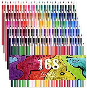 168 Colored Pencils - 168 Count Including 12 Metallic 8 Fluorescence Vibrant Colors No Duplicates Art Drawing Colored Pencils Set for Adult Coloring Books, Sketching, Painting