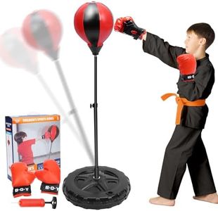 COUOMOXA Adjustable Punching Bag for Kids : with Gloves for 3 4 5 6 7 8-14 Year Olds - Indoor & Outdoor Boxing Training Set - Ideal Home Exercise Equipment - for Boys & Girls