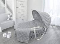 My Little World Baby Moses Wicker Pod Basket (Grey Wicker Moses Basket, Grey Star Dressing)