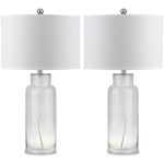 SAFAVIEH Lighting Collection Glass Bottle Clear 30-inch Bedroom Living Room Home Office Desk Nightstand Table Lamp Set of 2 (LED Bulbs Included)