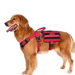 OneTigris Service Dog Vest Harness, Service Dog Cape Guardian Dog Molle Backpack with Pouches for Medium and Large Dogs (Red, L)