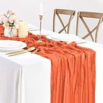 Orange Cheesecloth Table Runner 10FT Gauze Table Runner Cheesecloth Fabric Rustic Burnt Orange Cheese Cloth Runner Sheer Cheesecloth Runner Boho Table Cloth Runner for Birthday Wedding Banquet