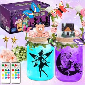 VIPNAJI Kit de Manualidades de Linterna de Hadas, Regalo para Niñas 6 7 8 9 10 11 12, Luz Nocturna de Tarro de Albañil con Control Remoto, Actividades Creativas de Arte de Bricolaje para la Fiesta
