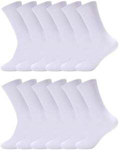 Forony Mens Dress Socks Soild Size 9-12 9-11 10-13 Combed Cotton Anti Odor Quick Dry White 6 Pack