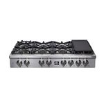 FORNO Spezia 48" Inch. Drop-In Range Top with 8 Sealed Dual Brass Burners - Stainless Steel Stove Top Heavy Duty Continuous Cast Iron Grates with Auto-ignition, Griddle, Wok-Ring and LP conversion