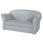 Roba Baumann Children's Sofa 'Lil Sofa' Covered with armrests, Comfortable Children's Couch with Silver-Gray Velvet Fabric