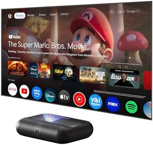 Yaber K300s Ultra Short Throw Projector, 4K Support Triple Laser Projector, 100" Image at 9", Dolby Vision, 150% NTSC, Google TV, 30W JBL Speaker, for Home Theater Gaming