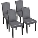 Yaheetech Set of 4 Dining Chairs Modern High Back PU Leather Padded Seat w/Adjustable Solid Wooden Legs Home/Restaurant/Kitchen Grey