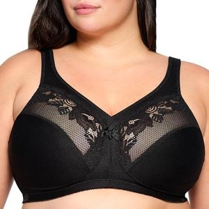 Glamorise Women's Full Figure Wirefree Minimizer Support Bra #1003, Black, 20I