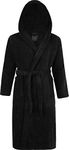 Adore Home 100% Cotton Terry Towelling Hooded Shawl Collar Bathrobe XX-Large, Black