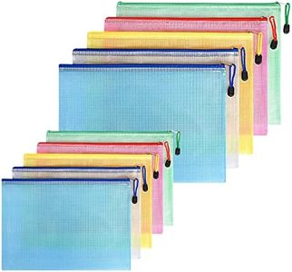 Classycoo 10pcs Mesh Zipper Pouch, A4,A5 Size Mesh Bags with Zipper, Document Bags, Plastic Zip File Folders, Storage Bags for Organization, Board Games, Travel, School Office Supplies