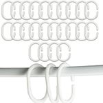 SZXMDKH Shower Curtain Rings, 24 Pcs White Plastic C-shaped Bathroom Bath Drape Replacement Loop Clips