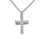 SparkEve Silver Cross Pendant Necklace for Men Boys (Cross with Stones)