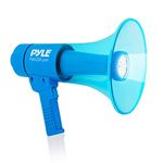 Waterproof Megaphone Bullhorn and Flashlight - Portable Compact 40W PA Includes Rechargeable Battery, Alarm Siren, Adjustable Volume, Handheld Lightweight Speaker, LED - Pyle PMP67WLTB, Blue