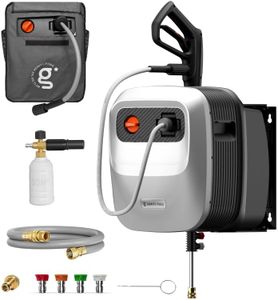 Giraffe Tools Grandfalls Pressure Washer G20, Max 2400 PSI, 2000 W Electric Power Washer, 20 M Soft-Gray Pressure Hose, Retractable, Light Silver with Pressure Washer Cover