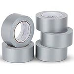 COSIMIXO 5-Pack Silver Heavy Duty Duct Tape, 2 Inches X 30 Yards, Strong, Flexible, No Residue, All-Weather and Tear by Hand - Bulk Value for Repairs, Industrial, Profes 5-Pack 2" X 30Yds Silver